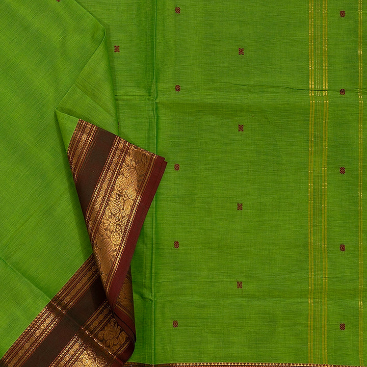 Hayagrivas Parrot Green Handloom Chettinad Cotton Saree KSBE86A2-14
