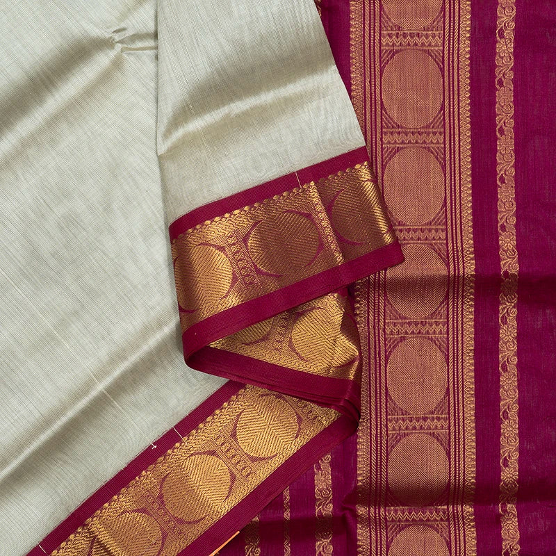 Hayagrivas Sliver Grey Pure Silk Cotton Saree SSCBF34D1-10