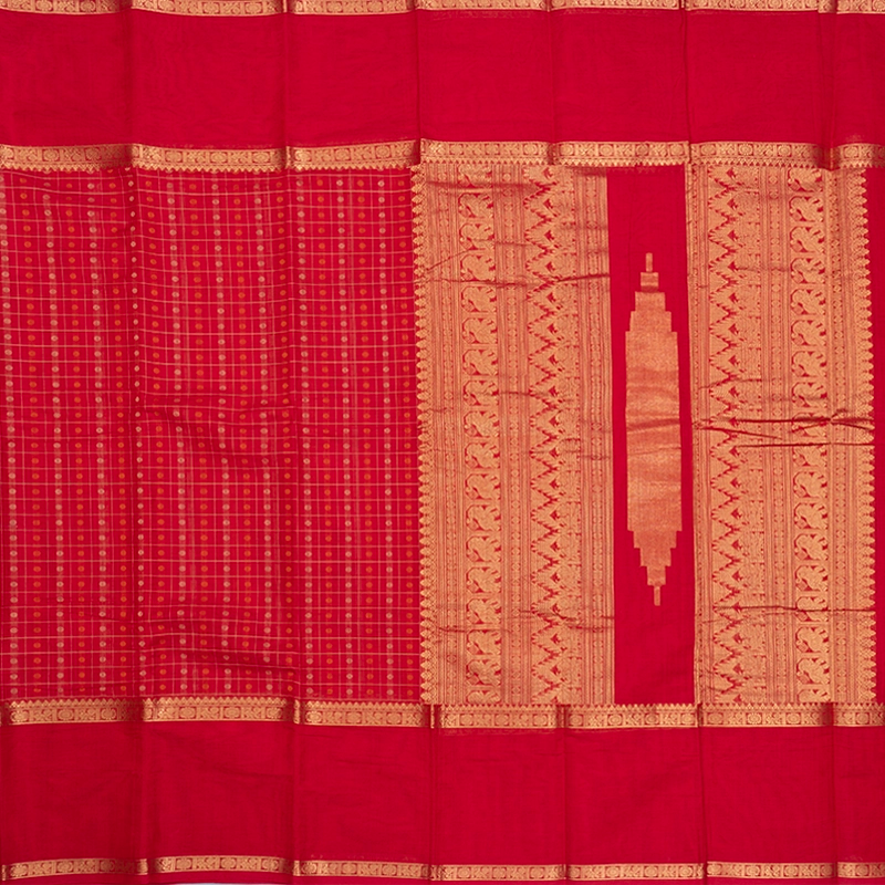 Hayagrivas Redish Pink Handloom Kanchi Cotton Saree SSCBF66E8-1