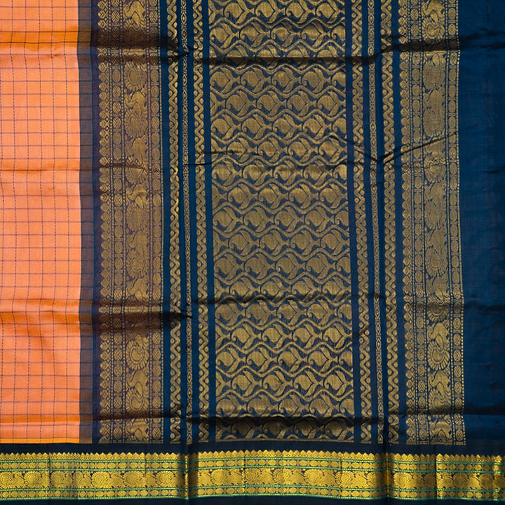 Hayagrivas Peach Orange Pure Silk Cotton Saree SSCBF35D5-22