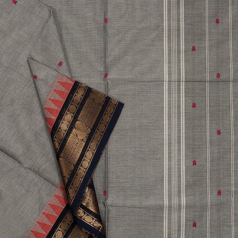 Hayagrivas Grey Handloom Chettinad Cotton Saree KBE2156A4-28