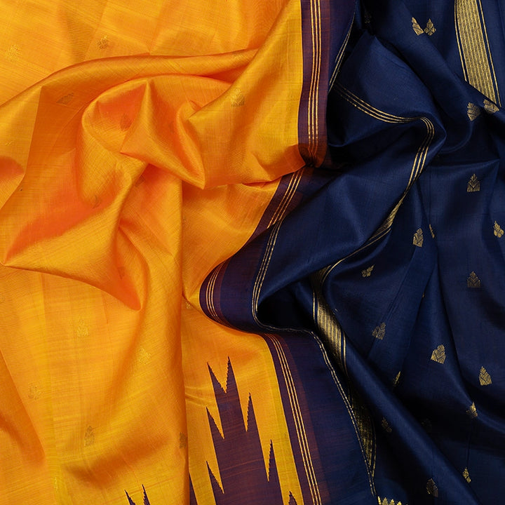 Hayagrivas Mambazham Orange Pure One-sided border Kanjivaram Silk Saree KBF514F2-17