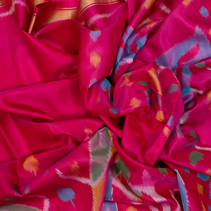 Hayagrivas Pink Handloom Ikkat Soft Silk Saree KBF55D1-13