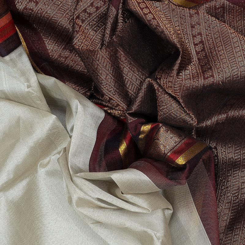 Hayagrivas Light Grey Pure Silk Cotton Saree SSCBF56E11-8