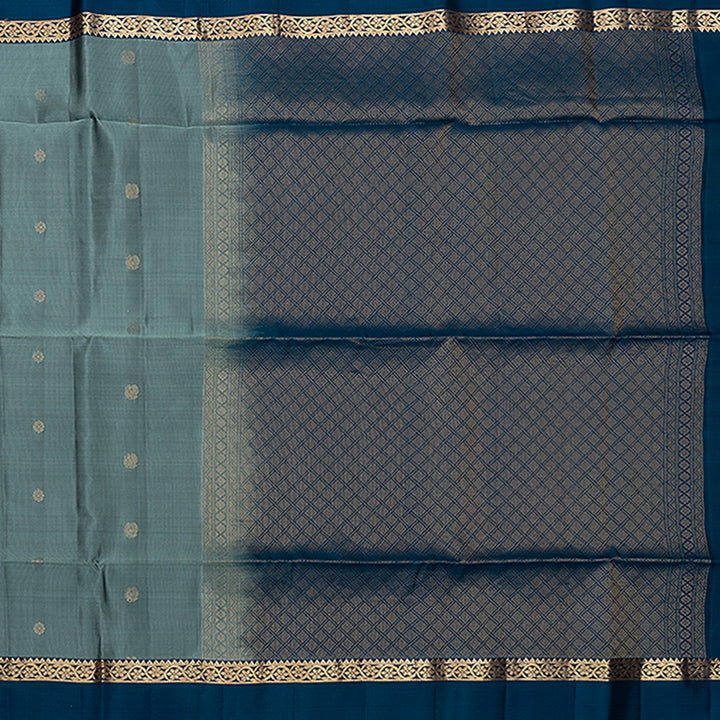 Hayagrivas Greenish Grey Handloom Soft Silk Saree KBF532G4-12