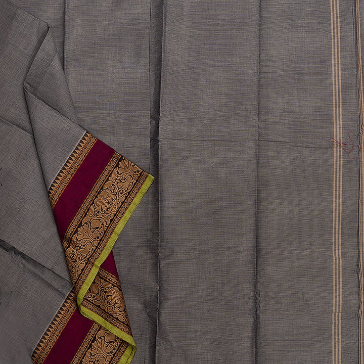 Hayagrivas Grey Handloom Chettinad Cotton Saree KSBE2H1-9