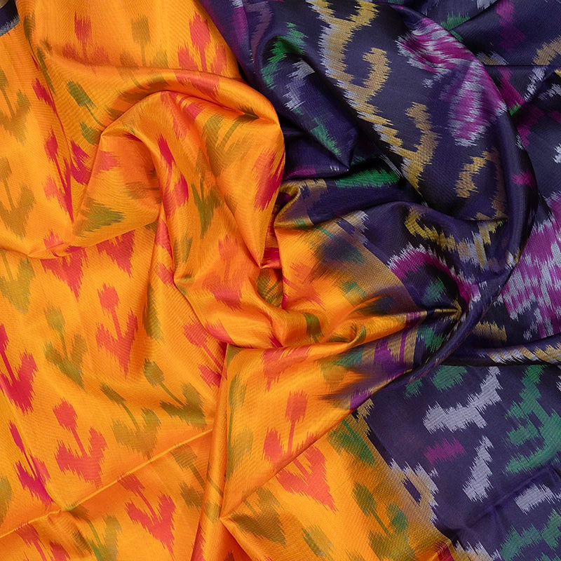 Hayagrivas Mambazham Orange Handloom Ikkat Soft Silk Saree KBE2150A1-10