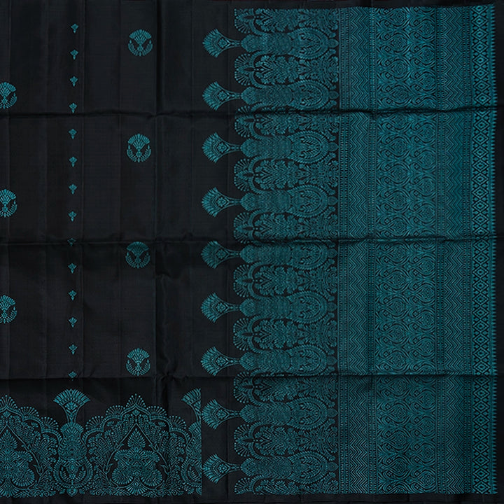 Hayagrivas Black Handloom Soft Silk Saree KBF534G16-2