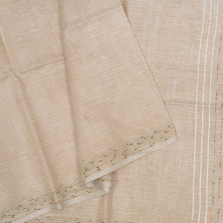 Hayagrivas Cream Handloom Linen Saree KBE937H2-3