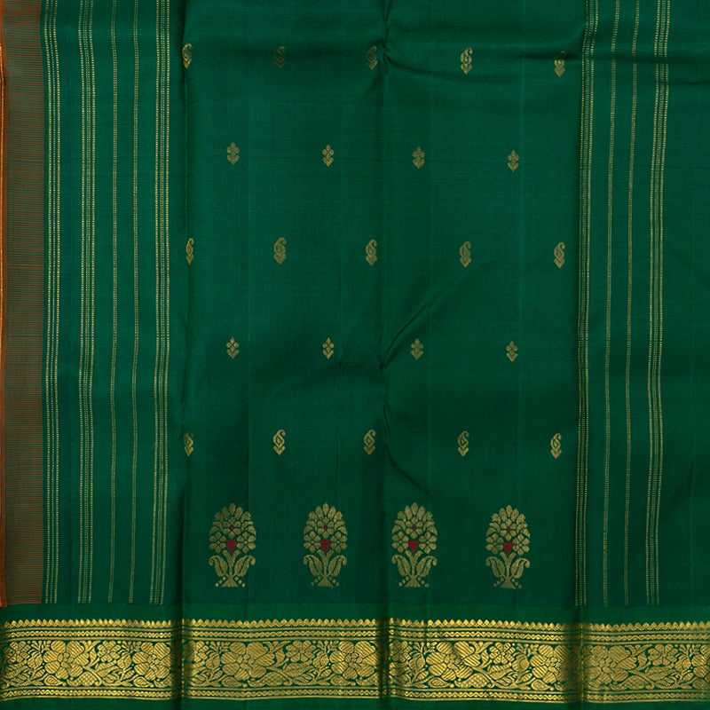 Hayagrivas Peach Orange Pure One-sided border Kanjivaram Silk Saree KBF284F7-1