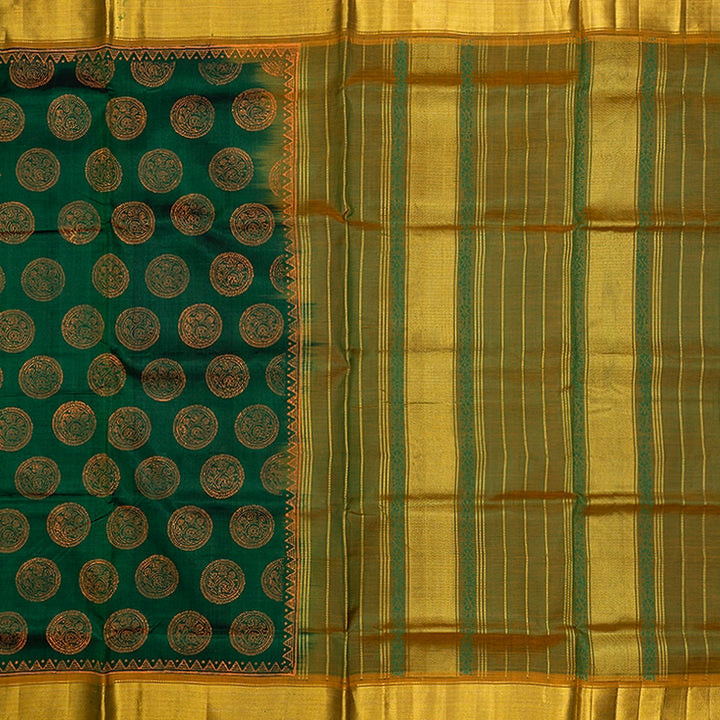 Hayagrivas Bottle Green Pure Printed Silk Cotton Saree HBF195E3-16