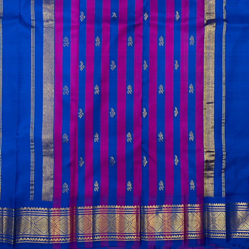 Hayagrivas Fluorescent Green Pure One-sided border Kanjivaram Silk Saree KBF513F1-1