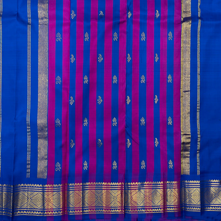 Hayagrivas Fluorescent Green Pure One-sided border Kanjivaram Silk Saree KBF513F1-1