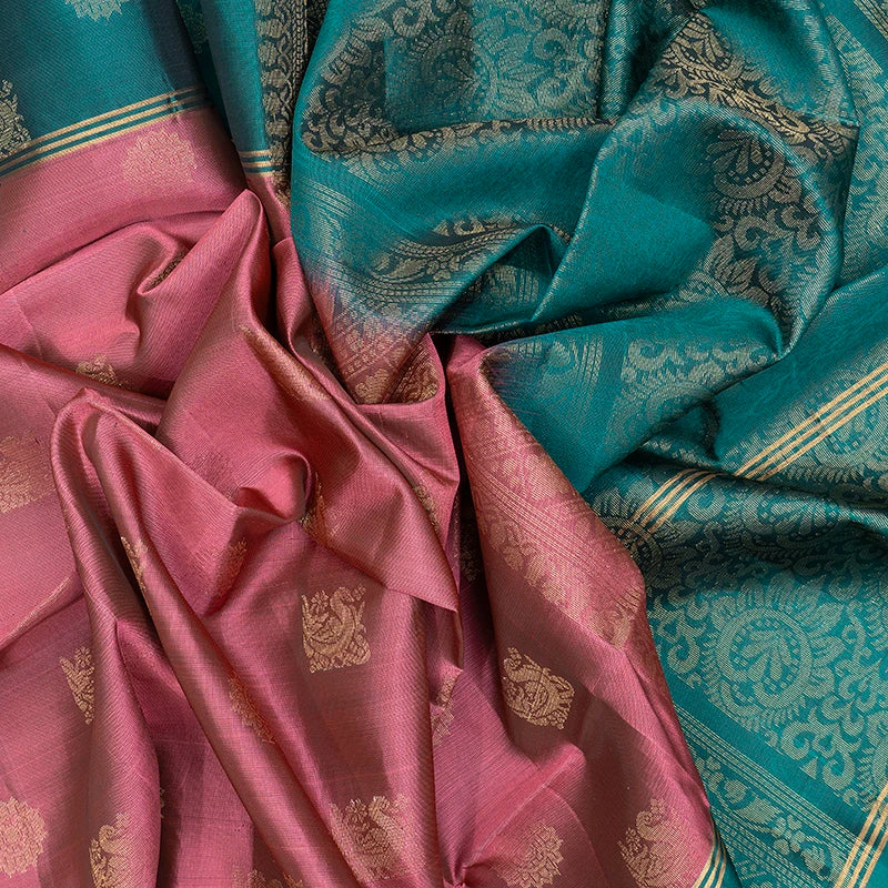 Hayagrivas Rosewood Pink Handloom Soft Silk Saree KBF233E1-9