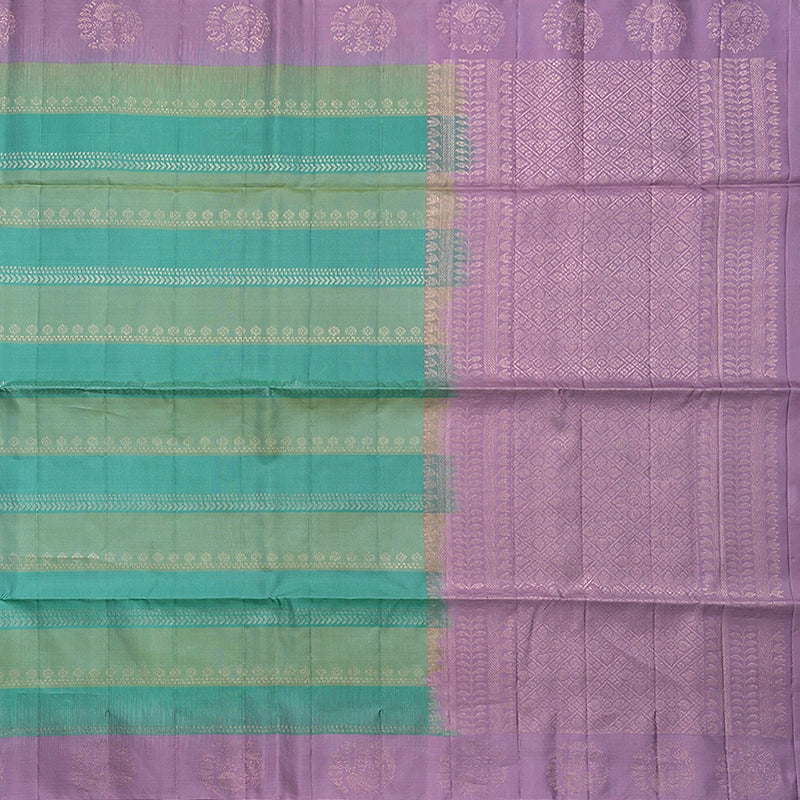 Hayagrivas Blue &amp; Green Stripes Handloom Soft Silk Saree KBF534G5-1