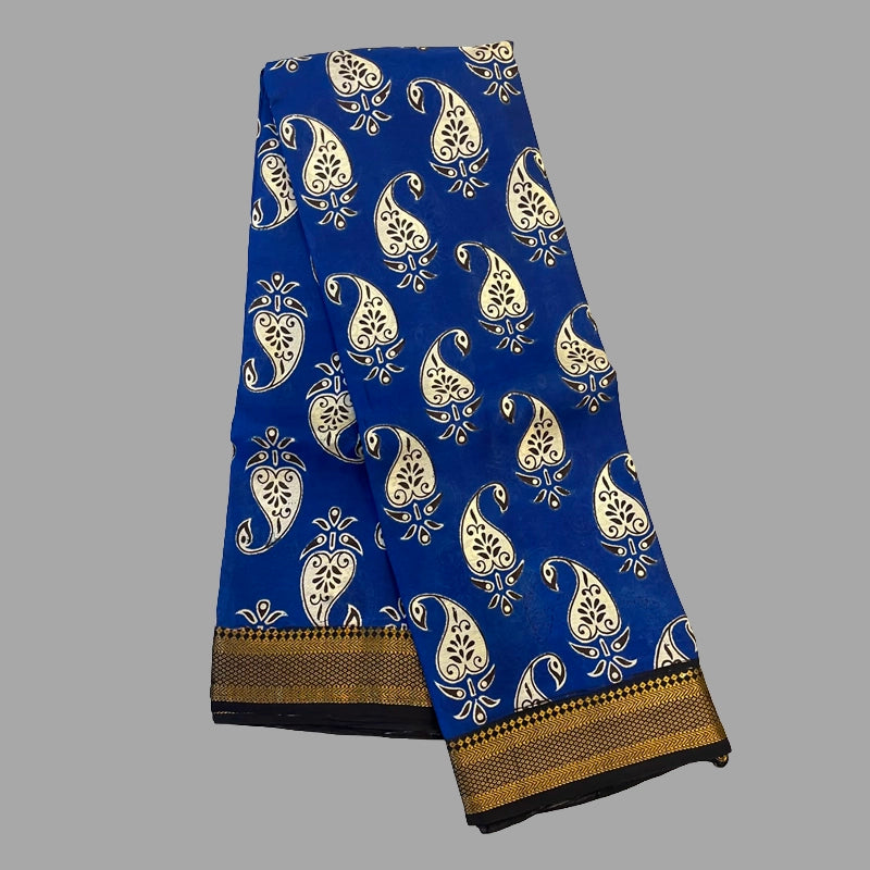 Hayagrivas Lime Green & Blue Kalamkari Sarees