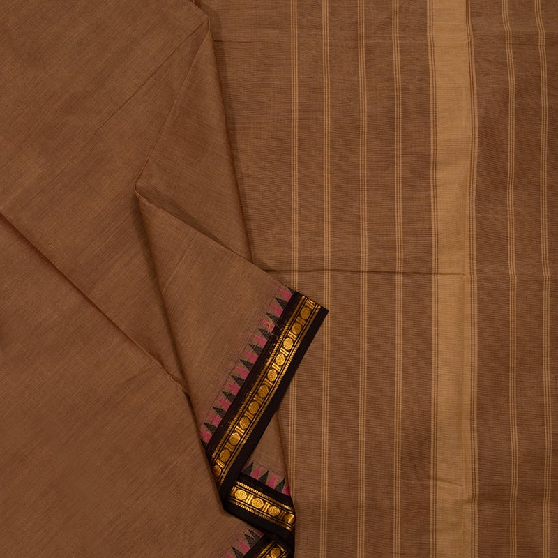 Hayagrivas Light Brown Handloom Chettinad Cotton Saree KBE2156A1-39