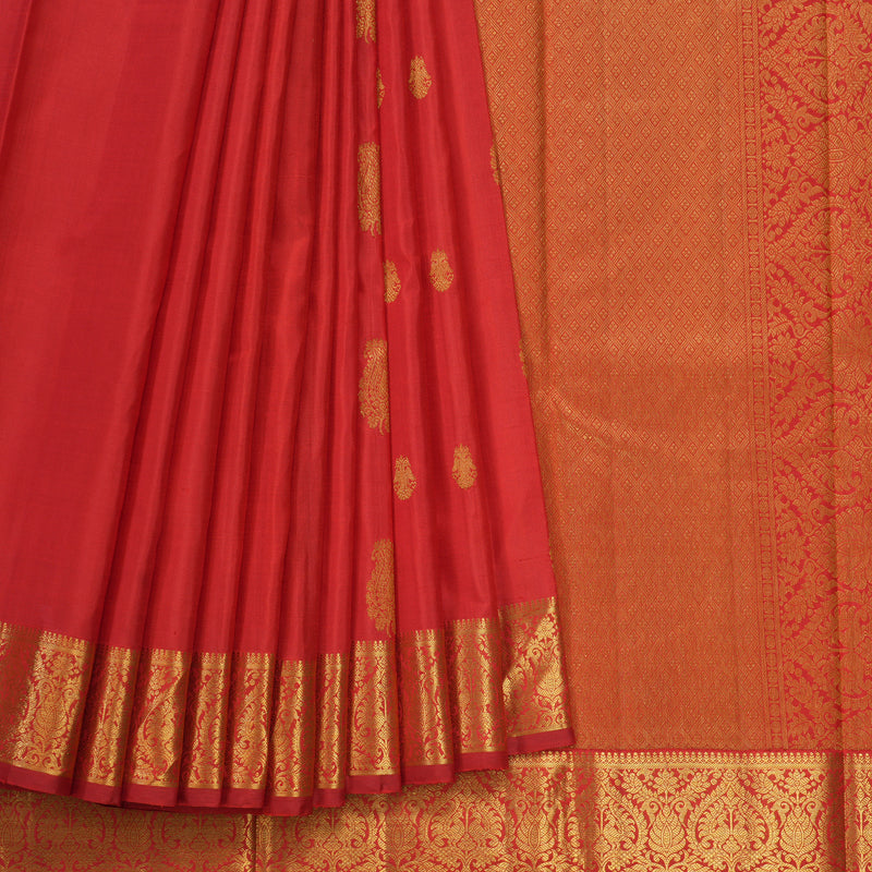 Hayagrivas Red Handloom Kanjivaram Silk Saree KBE319E5-1