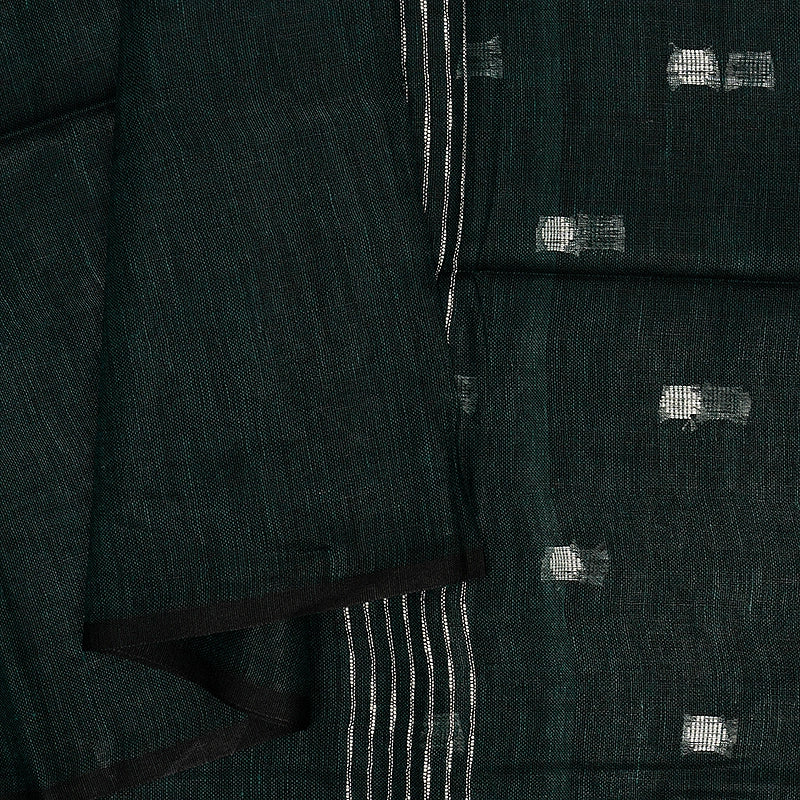 Hayagrivas Green Handloom Linen Saree KSBE147C9-1