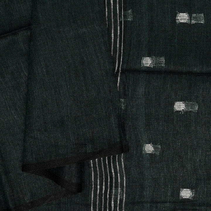 Hayagrivas Green Handloom Linen Saree KSBE147C9-1