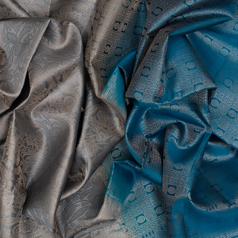 Hayagrivas Silver Grey Handloom Soft Silk Saree HBE1463C1-6