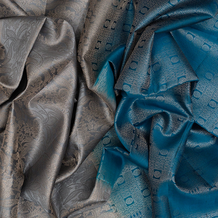 Hayagrivas Silver Grey Handloom Soft Silk Saree HBE1463C1-6