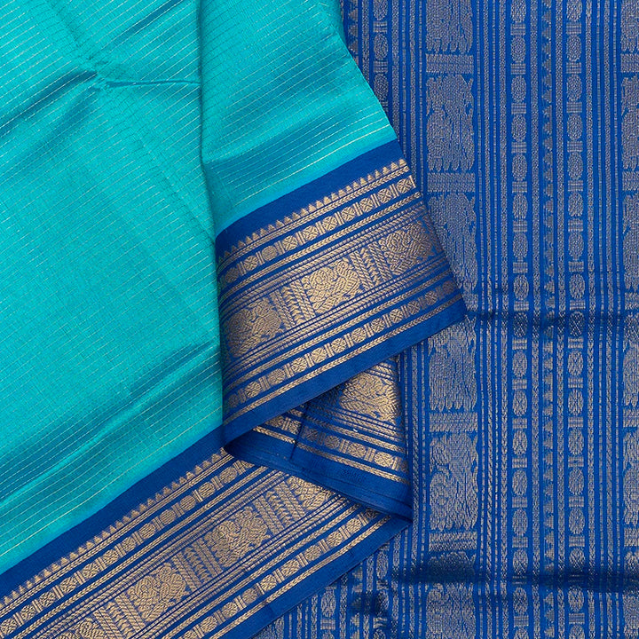 Hayagrivas Sea Blue Pure Silk Cotton Saree SSCBF16D12-1