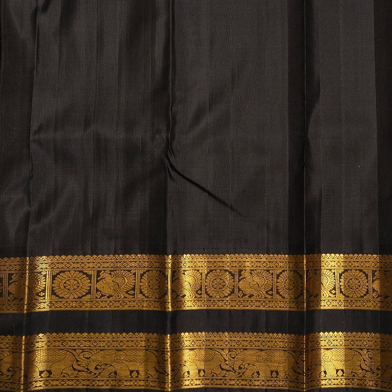 Hayagrivas Handloom Fanta Orange Kanjivaram Silk Saree with Black Border KBF186E2-1