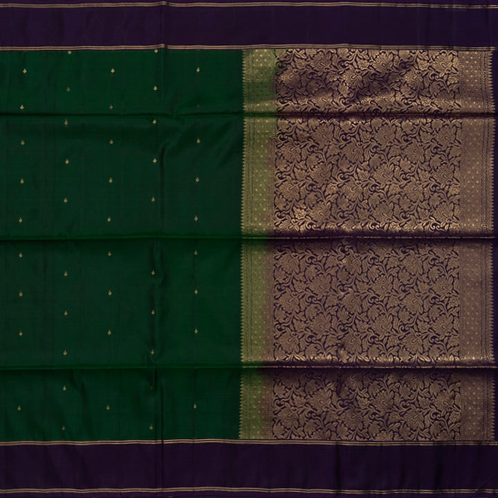 Hayagrivas Bottle Green Handloom Soft Silk Saree KBF46D1-4