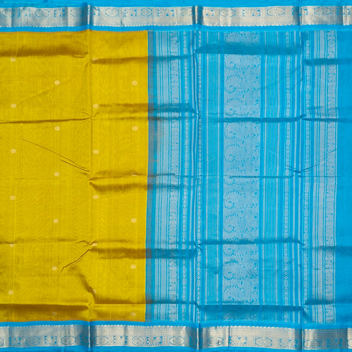 Hayagrivas Yellowish-Green Pure Silk Cotton Saree SSCBF34D5-4