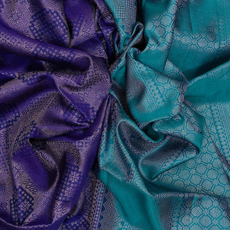 Hayagrivas Handloom Purplish Blue Soft Silk Saree KBE1195I6-1