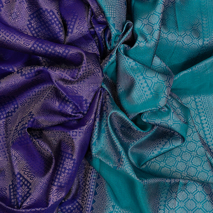 Hayagrivas Handloom Purplish Blue Soft Silk Saree KBE1195I6-1