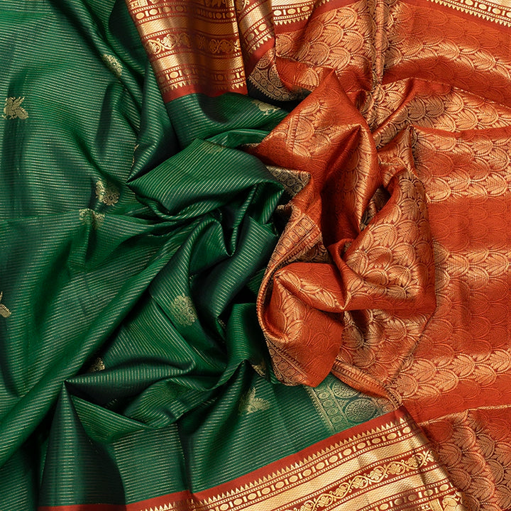 Hayagrivas Bottle Green Handloom Soft Silk Saree KBF533G2-2