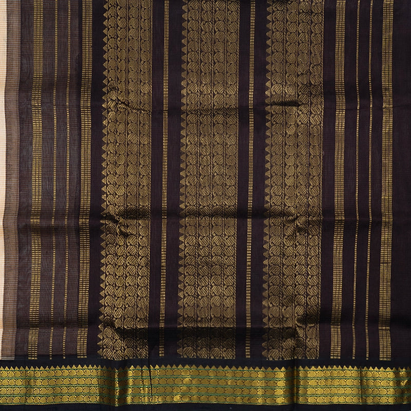 Hayagrivas Cream & Orange Stripes Pure Silk Cotton Saree SSCBF55E3-3