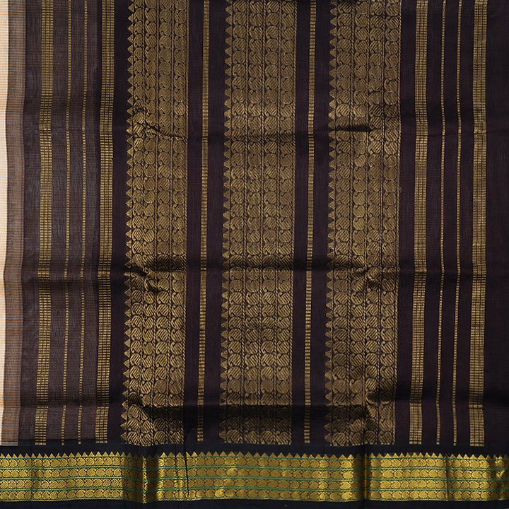 Hayagrivas Cream & Orange Stripes Pure Silk Cotton Saree SSCBF55E3-3