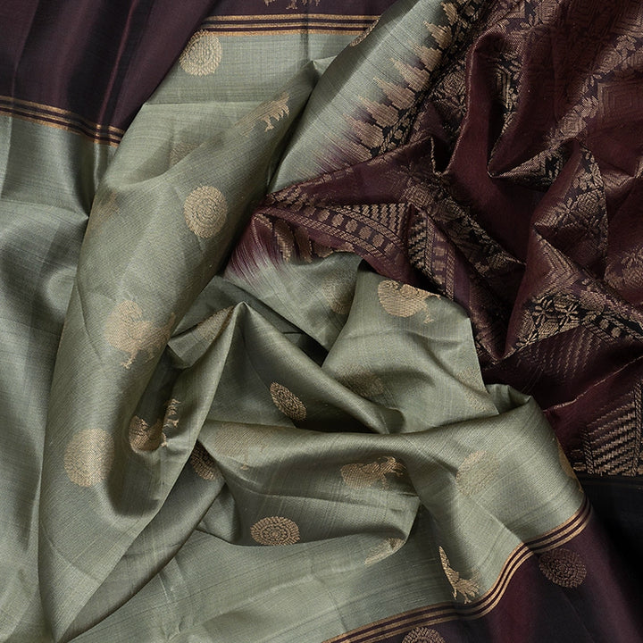 Hayagrivas Elephant Grey Handloom Soft Silk Saree KBF232E2-13