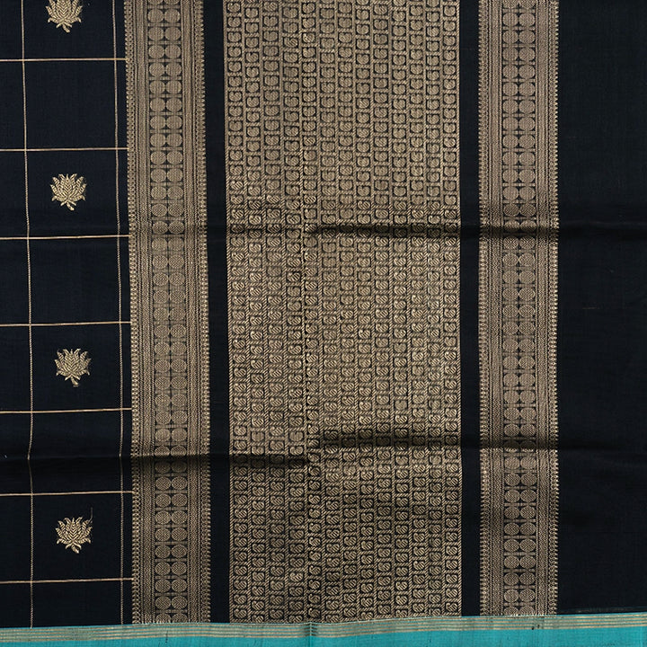 Hayagrivas Black Pure Silk Cotton Saree SSCBF44D1-7