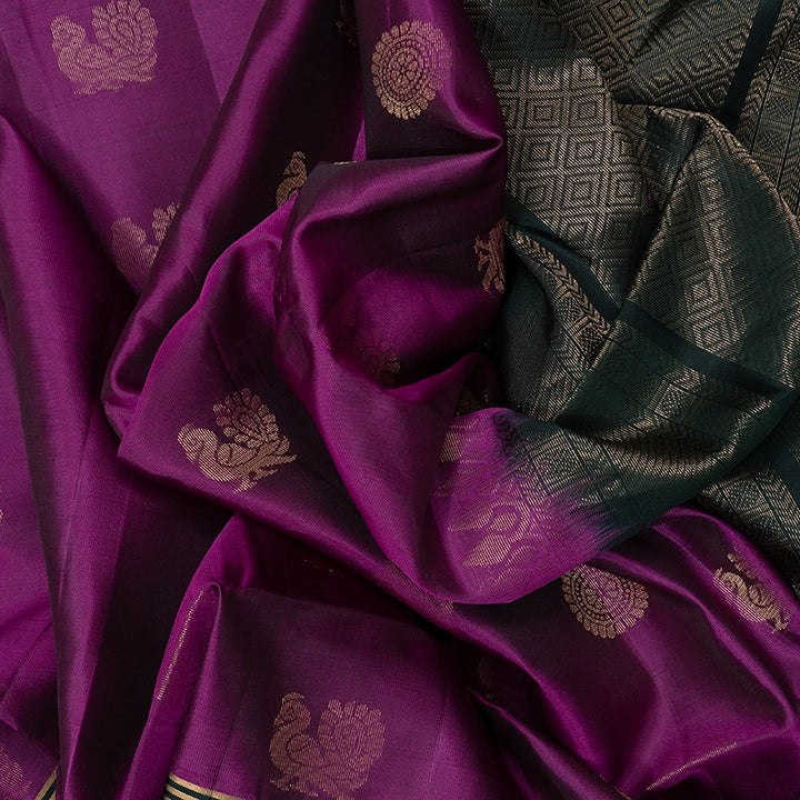 Hayagrivas Magenta-Pink Handloom Soft Silk Saree KBF233E1-2