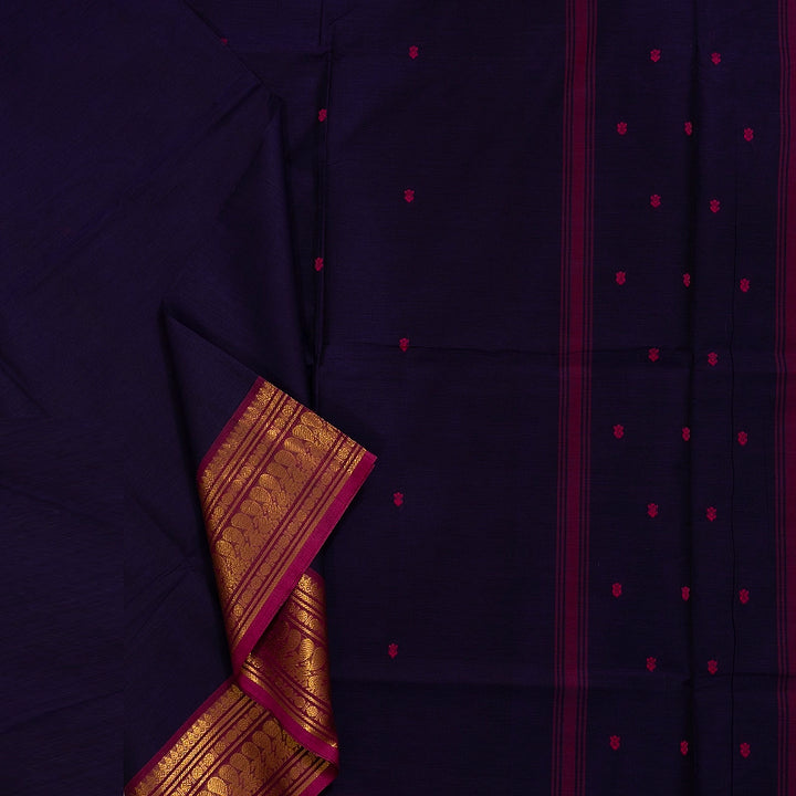Hayagrivas Purple Handloom Chettinad Cotton Saree SSCBF63E2-14
