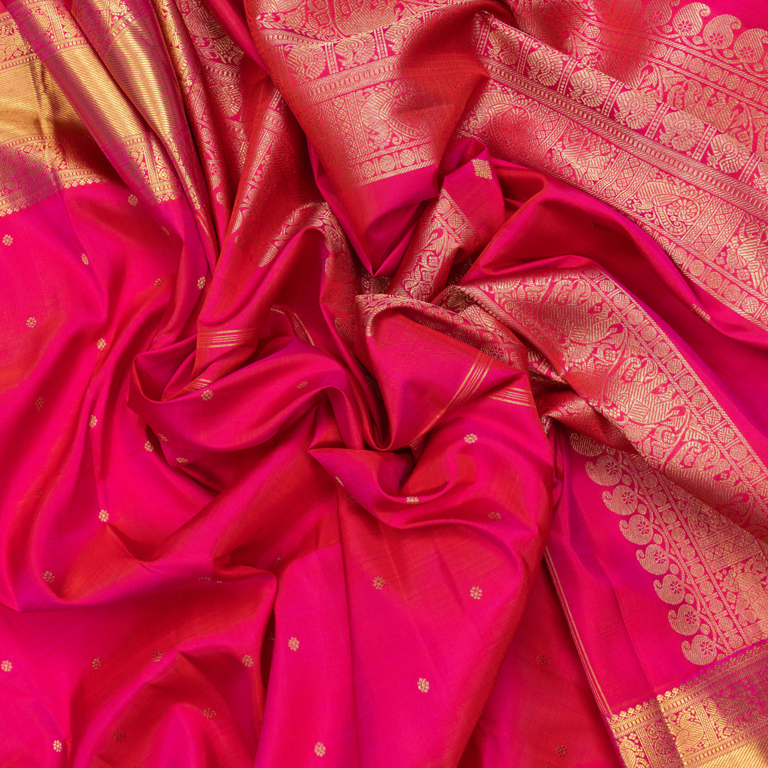 Hayagrivas Handloom Pink Kanjivaram Silk Saree KBF742H13-1