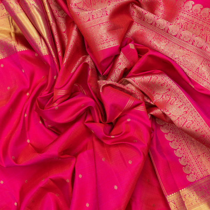 Hayagrivas Handloom Pink Kanjivaram Silk Saree KBF742H13-1