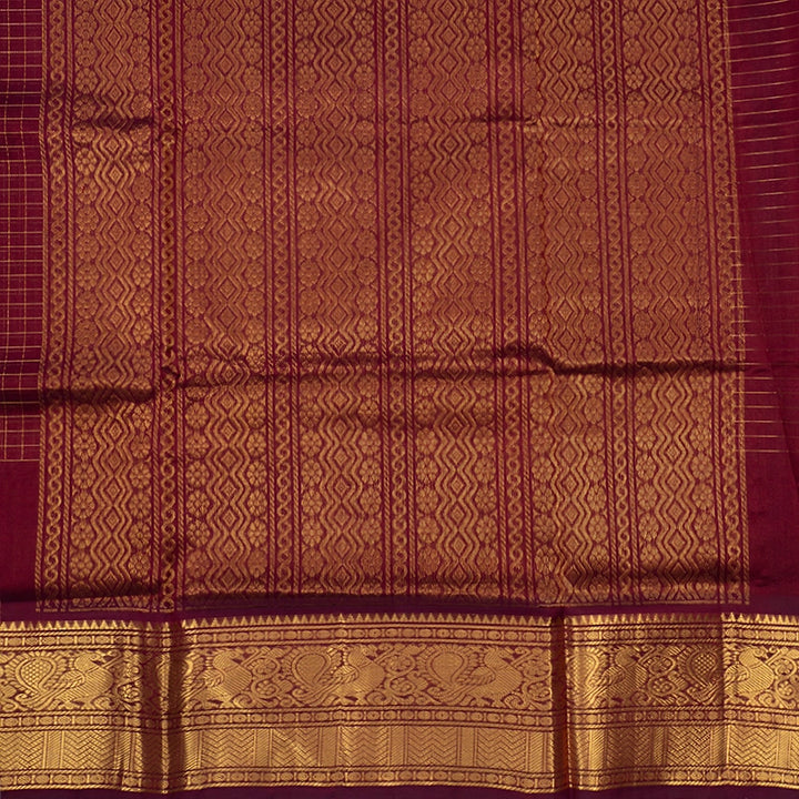 Hayagrivas Wine Maroon Pure Silk Cotton Saree SSCBF54E1-2