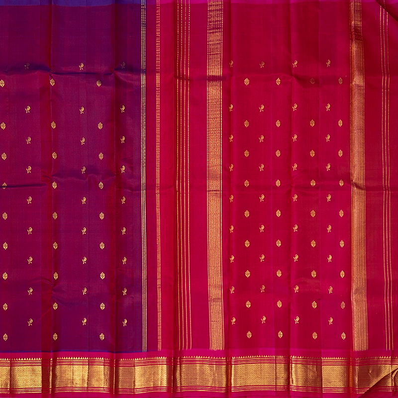 Hayagrivas Wine Maroon Pure One-sided Border Kanjivaram Silk Saree KBF703G1-21