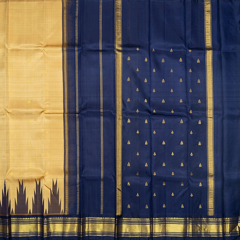 Hayagrivas Beige Pure One-sided Border Kanjivaram Silk Saree KBF514F2-7