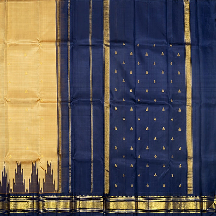 Hayagrivas Beige Pure One-sided Border Kanjivaram Silk Saree KBF514F2-7