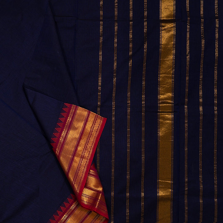 Hayagrivas Navy Blue Handloom Chettinad Cotton Saree KSBE86A1-8