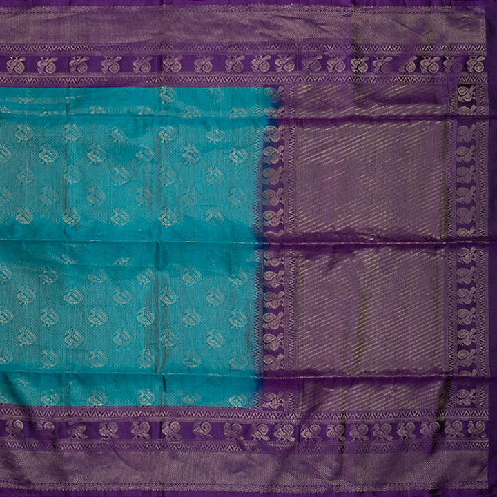 Hayagrivas Teal Green Handloom Soft Silk Saree KBE2106A31-1