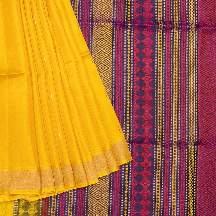 Hayagrivas Mustard Yellow Handloom Soft Silk Saree KBF1033I1-1