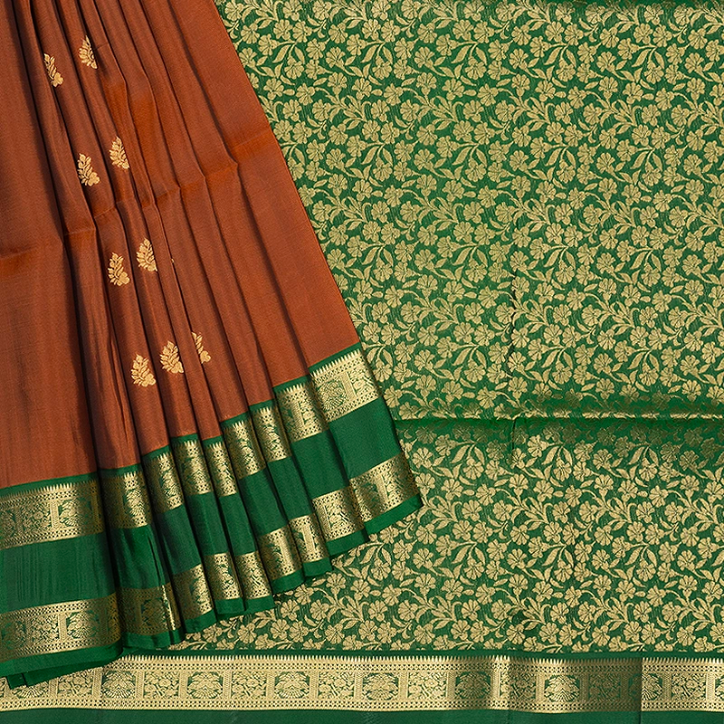 Hayagrivas Rust Orange Handloom Soft Silk Saree KBF1076I1-10