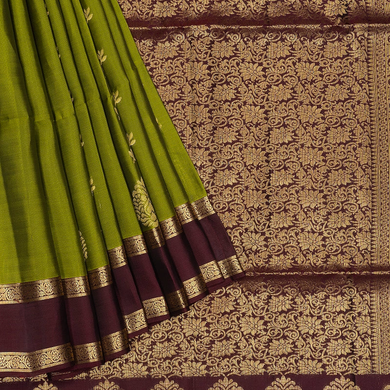 Hayagrivas Parrot Green Handloom Soft Silk Saree KBF1076I1-11